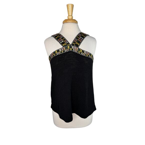 MADEWELL Embroidered Swing Sweater Tank in True Black Size Medium Green #J2276 - Picture 1 of 9